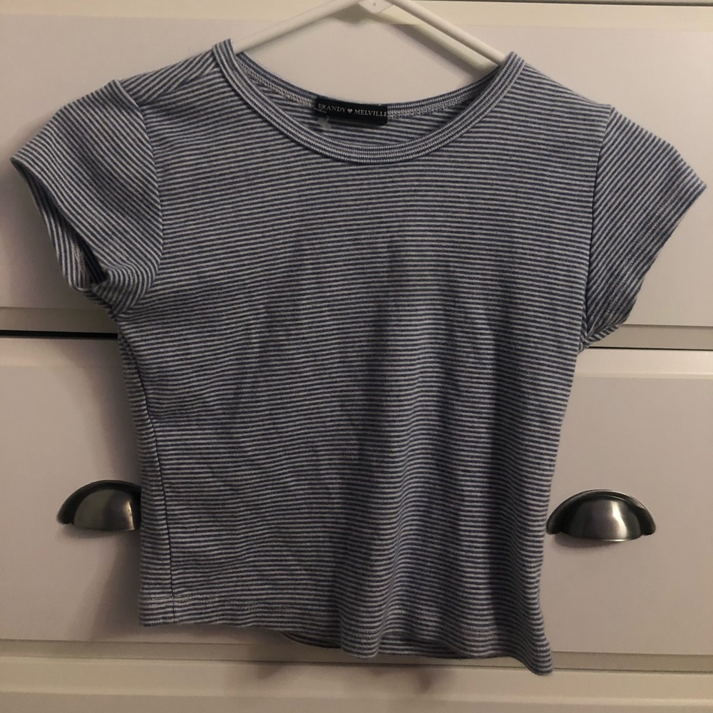 blue and white striped Brandy Melville top